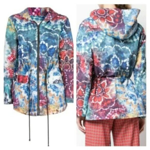 Alice‎ + Olivia Tie Dye Print Rain Jacket Multicolor Women Size Small - Picture 2 of 8
